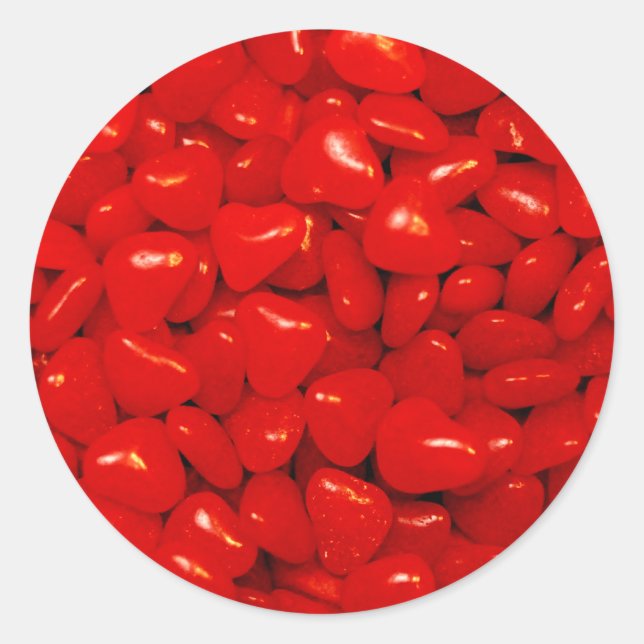 Sticker Rond Petites bonbons de coeur rouge (Devant)