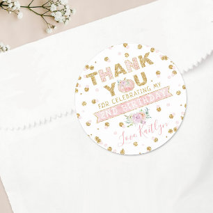 Sticker Rond Petites filles Citrouilles 2e anniversaire Merci