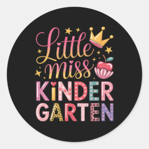 Sticker Rond Petites filles de maternelle enfants retour à l'éc