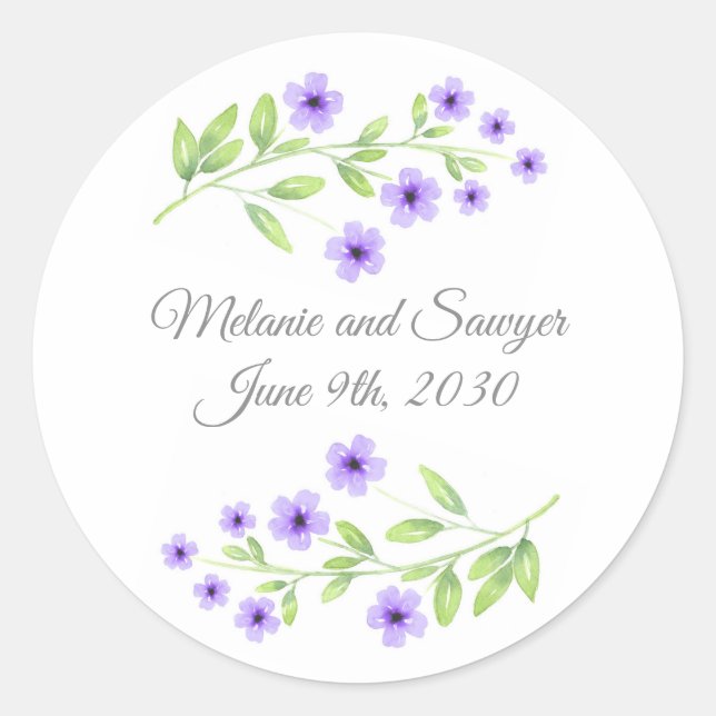 Sticker Rond Petites fleurs d'aquarelle violette (Devant)
