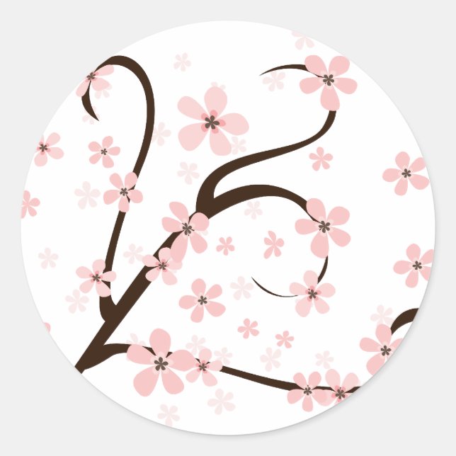 Sticker Rond Petites fleurs roses (Devant)