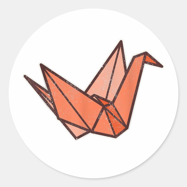 Sticker Rond Petites grues Origami (Devant)