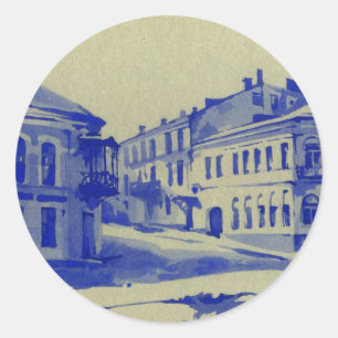 Sticker Rond Petites rues dans la vieille ville