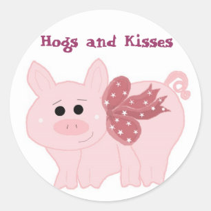 Sticker Rond Petits cochons et baisers