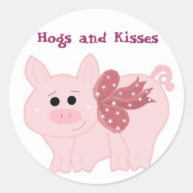 Sticker Rond Petits cochons et baisers (Devant)