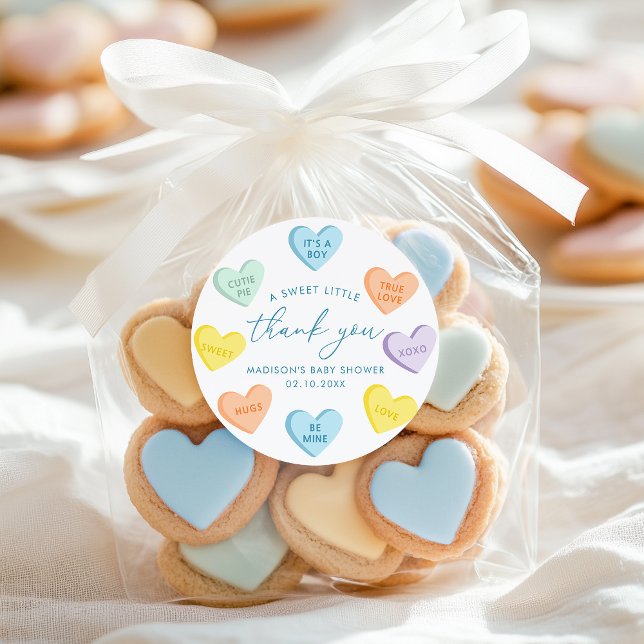 Sticker Rond Petits coeurs de bonbons Merci (Créateur téléchargé)