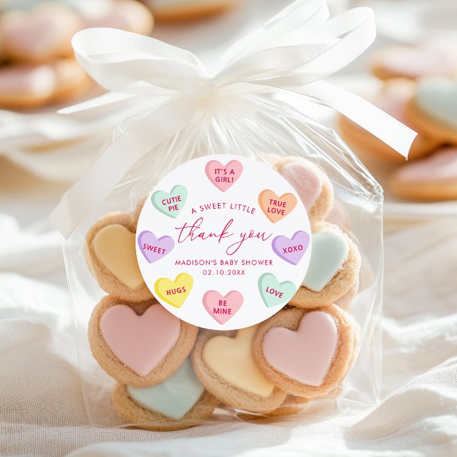 Sticker Rond Petits coeurs de bonbons Merci (Créateur téléchargé)