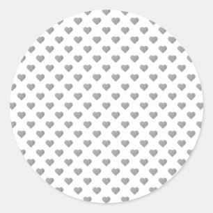 Sticker Rond Petits Coeurs Gris Béton Symétrique sur Blanc