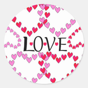 Sticker Rond Petits coeurs rose rouge AMOUR