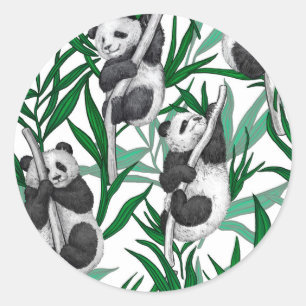 Sticker Rond Petits panda sur
