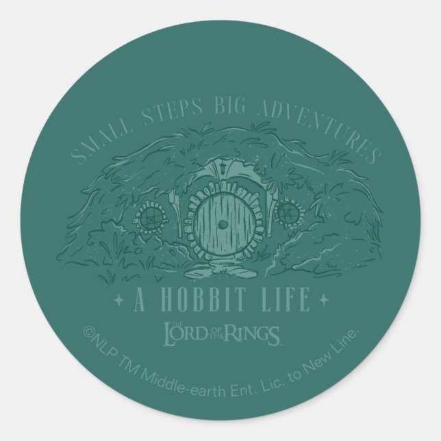 Sticker Rond Petits pas, grandes aventures - Une vie de Hobbit (Devant)