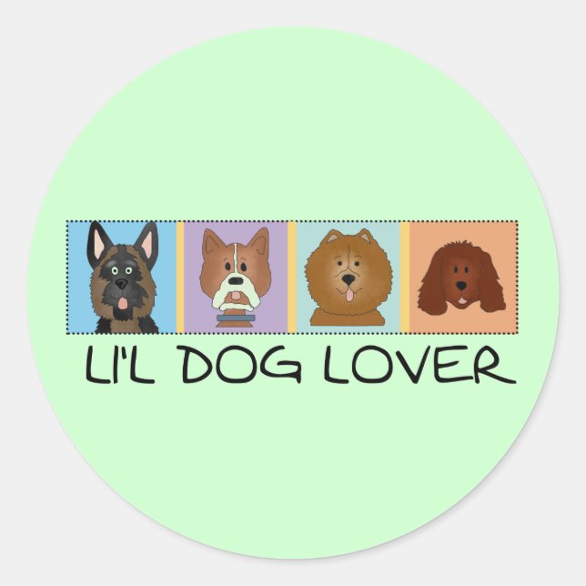 Sticker Rond Petits t-shirts et cadeaux Amoureux de les chiens (Devant)
