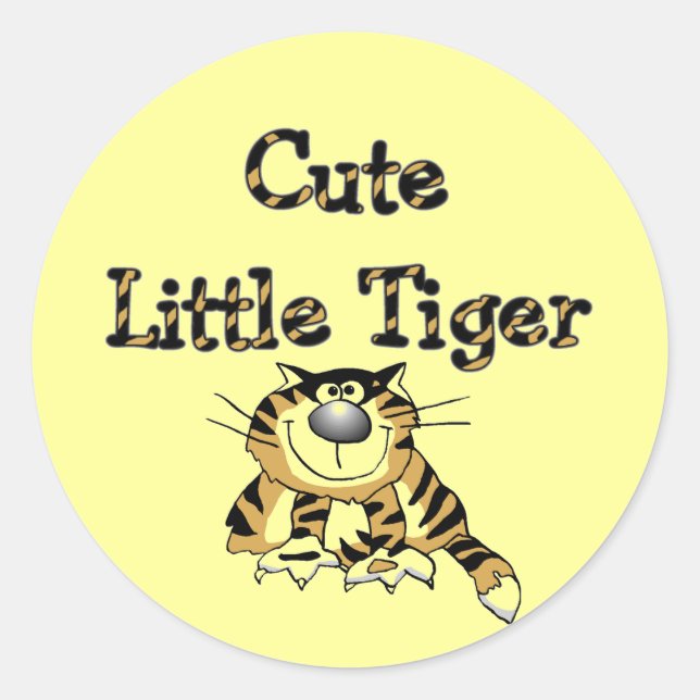Sticker Rond Petits T-shirts et cadeaux mignons de tigre (Devant)