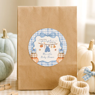 Sticker Rond Petits vêtements Citrouilles Baby shower d'automne