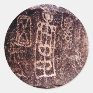 STICKER ROND PETROGLYPHS AMÉRICAIN SUD-OUEST, DÉSERT DE NEVADA