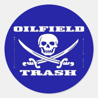 Sticker Rond Pétrole, Stickers, Crâne et os croisés, Huile
