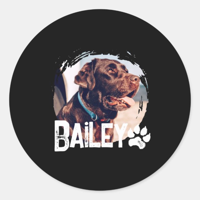 Sticker Rond Pets Simple Modern Cool Nge Name And Photo  (Devant)