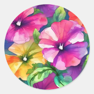 Sticker Rond Pétunia coloré motif floral
