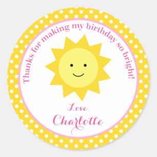 Sticker Rond Peu de cadeau d'anniversaire de jaune de rose de