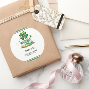 Sticker Rond Peu de chance pour le Baby shower d'or Shamrock ir