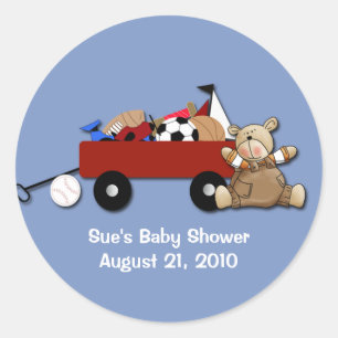 Sticker Rond Peu d'ours de nounours de chariot de rouge folâtr
