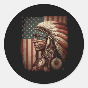Sticker Rond Peuple autochtone tribal Cg amérindien indien