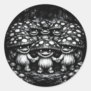 Sticker Rond Peuple Champignon •  Créatures de la forêt par Bur