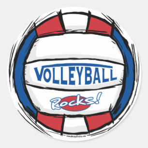 Sticker Rond Peut-on creuser le volley-ball Blue Red