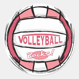 Sticker Rond Peut-On Le Creuser Volleyball Rose