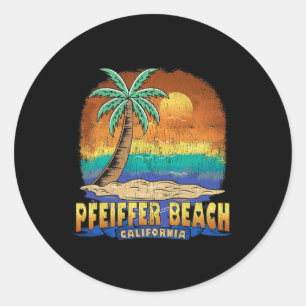 Sticker Rond Pfeiffer Beach Californie Souve Vintage dégoûtée