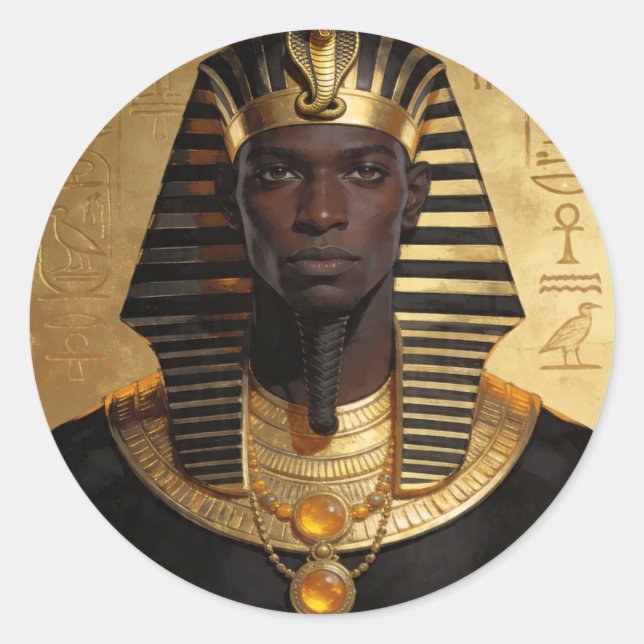 Sticker Rond Pharaoh Energy — Roi Africain Ancien Art Moderne (Devant)