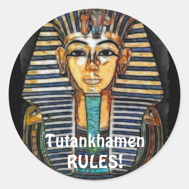Sticker Rond Pharaon égyptien antique Tutankhamen (Devant)