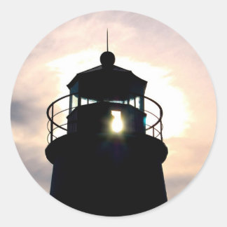 Sticker Rond Phare au coucher du soleil