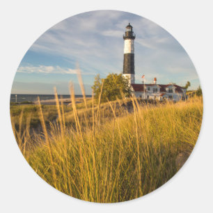 Sticker Rond Phare De Big Sable Point Sur Le Lac Michigan