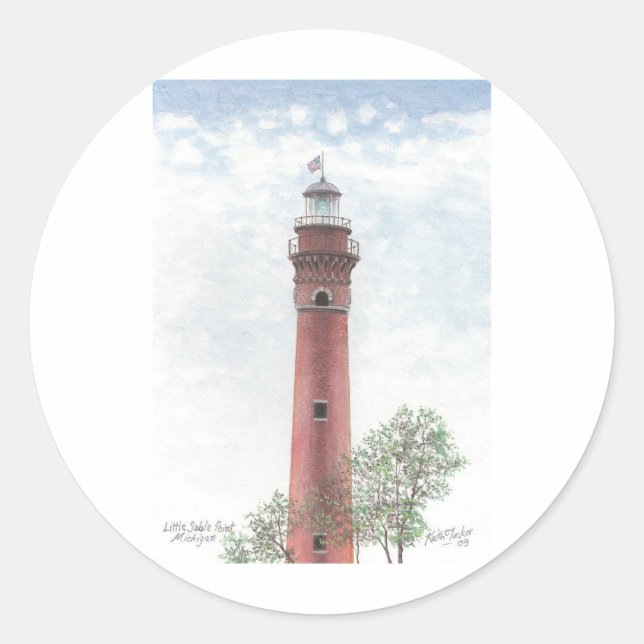 Sticker Rond Phare de Ludington (Devant)