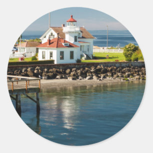 Sticker Rond Phare de Mukilteo, Mukilteo, Washington, USA
