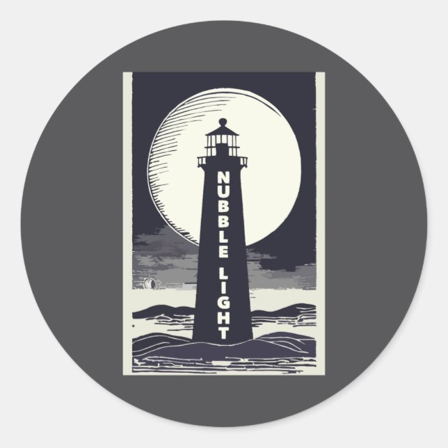 Sticker Rond Phare de Nubble Light Maine Lune  (Devant)