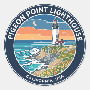 Sticker Rond Phare de Pigeon Point USA