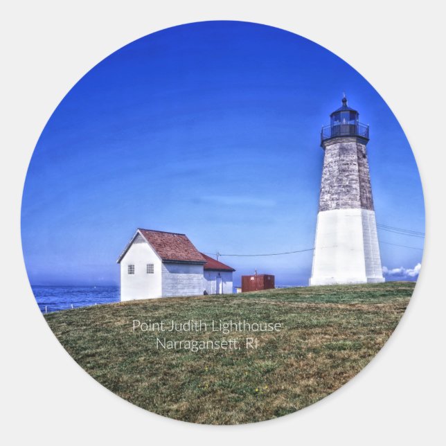 Sticker Rond Phare de Point Judith, RI (Devant)