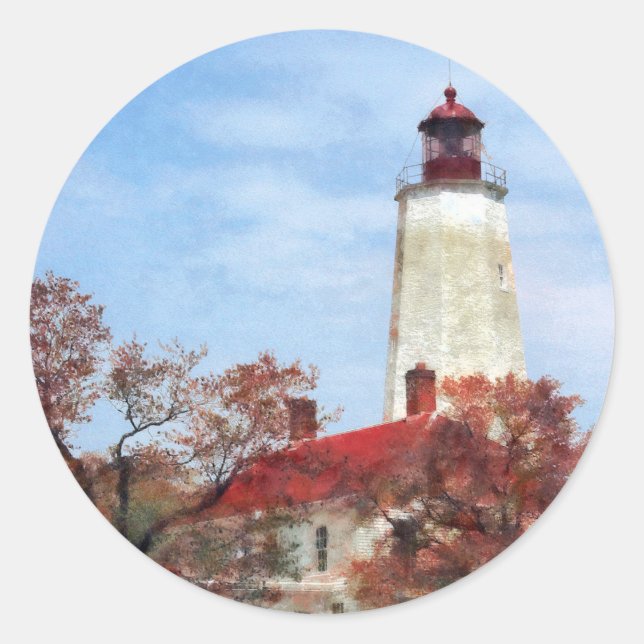Sticker Rond Phare de Sandy Hook (Devant)