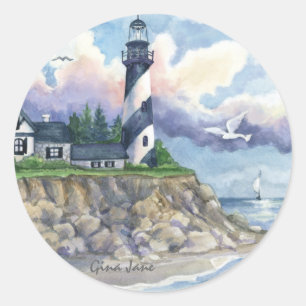 Sticker Rond Phare par la mer