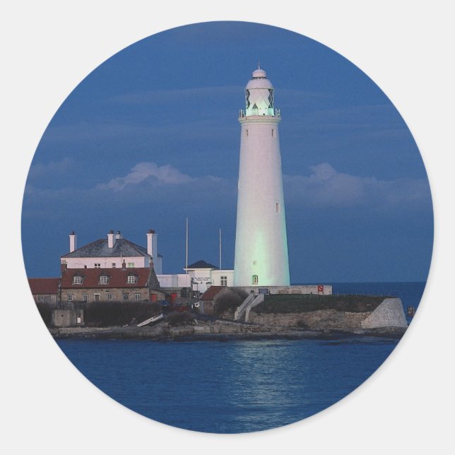 Sticker Rond Phare St. Mary's, Whently Bay, Tyne et Wear, (Devant)