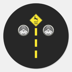 Sticker Rond Phares de cerf avec marquages routiers Costume de