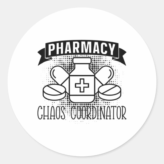 Sticker Rond Pharmacie Chaos Coordinateur Tech Pharmacy (Devant)