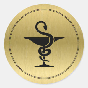 Sticker Rond Pharmacien - Bol de l'autocollant symbole Hygeia
