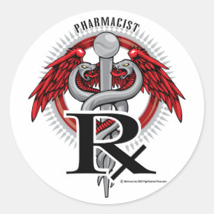 Sticker Rond Pharmacien Caduceus