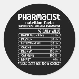 Sticker Rond Pharmaciste Technicien Nutrition Facts Pharmacie T