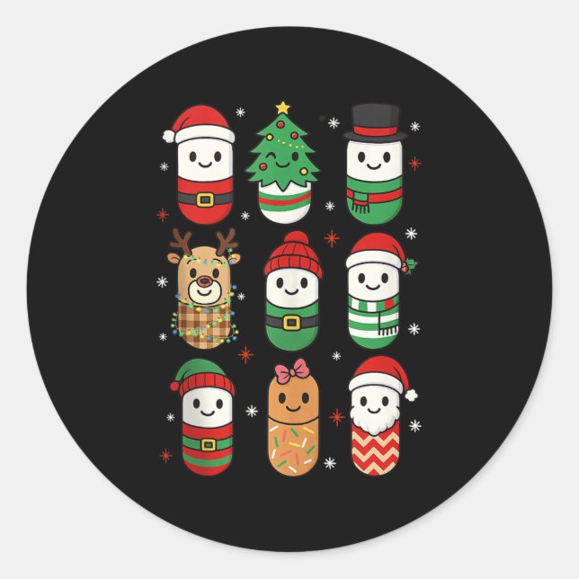 Sticker Rond Pharmacy Christmas Xmas Vibes Pharmacist Pharm Tec (Devant)