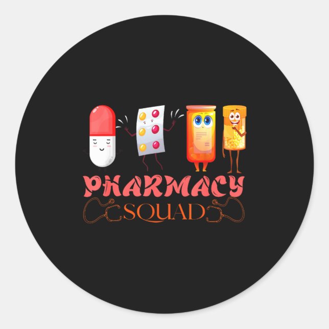 Sticker Rond Pharmacy Squad Valentines Cute Lls Pharmacist Phar (Devant)