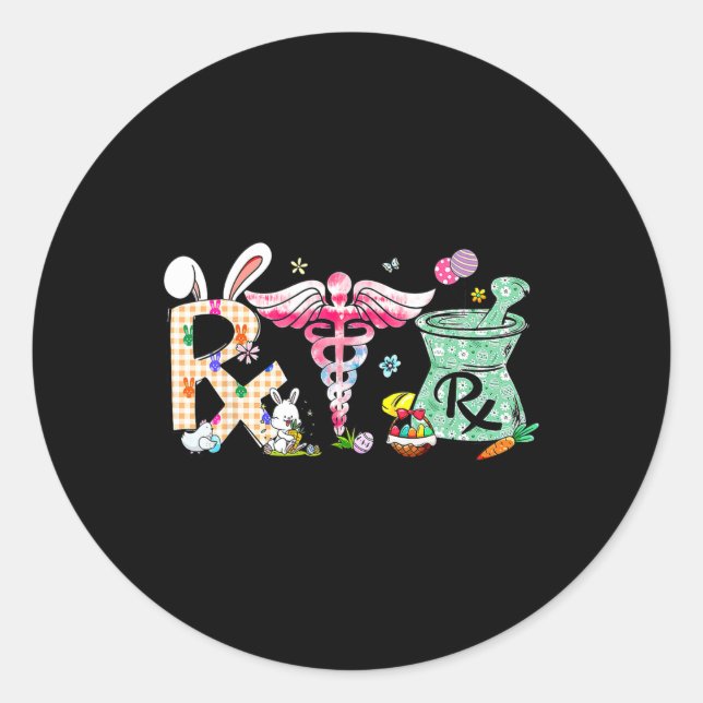 Sticker Rond Pharmacy Tech Fête de Pâques Phare certifié Phar (Devant)